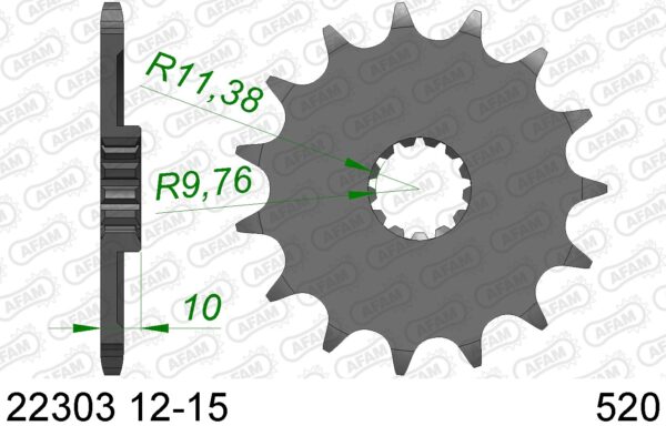 AFAM voortandwiel Suzuki RM 250 83-09 & DRZ 400 00-07 & Kawasaki KLX 400R 03-04