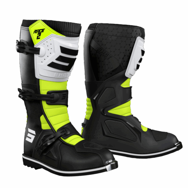 SHOT Boots Race 2 Kid Black/White/Neon Yellow