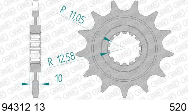 AFAM voortandwiel staal TM EN 250 99- & EN 300 01- & EN 450F 03-10 & Meer