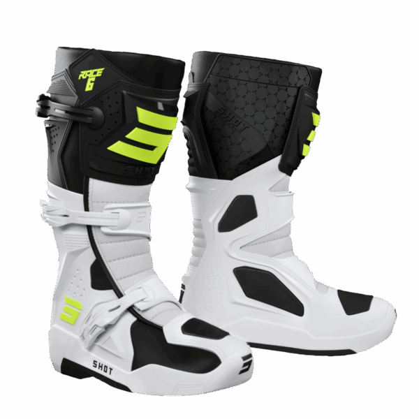 SHOT Boots Race 6 Black/White/Neon Yellow